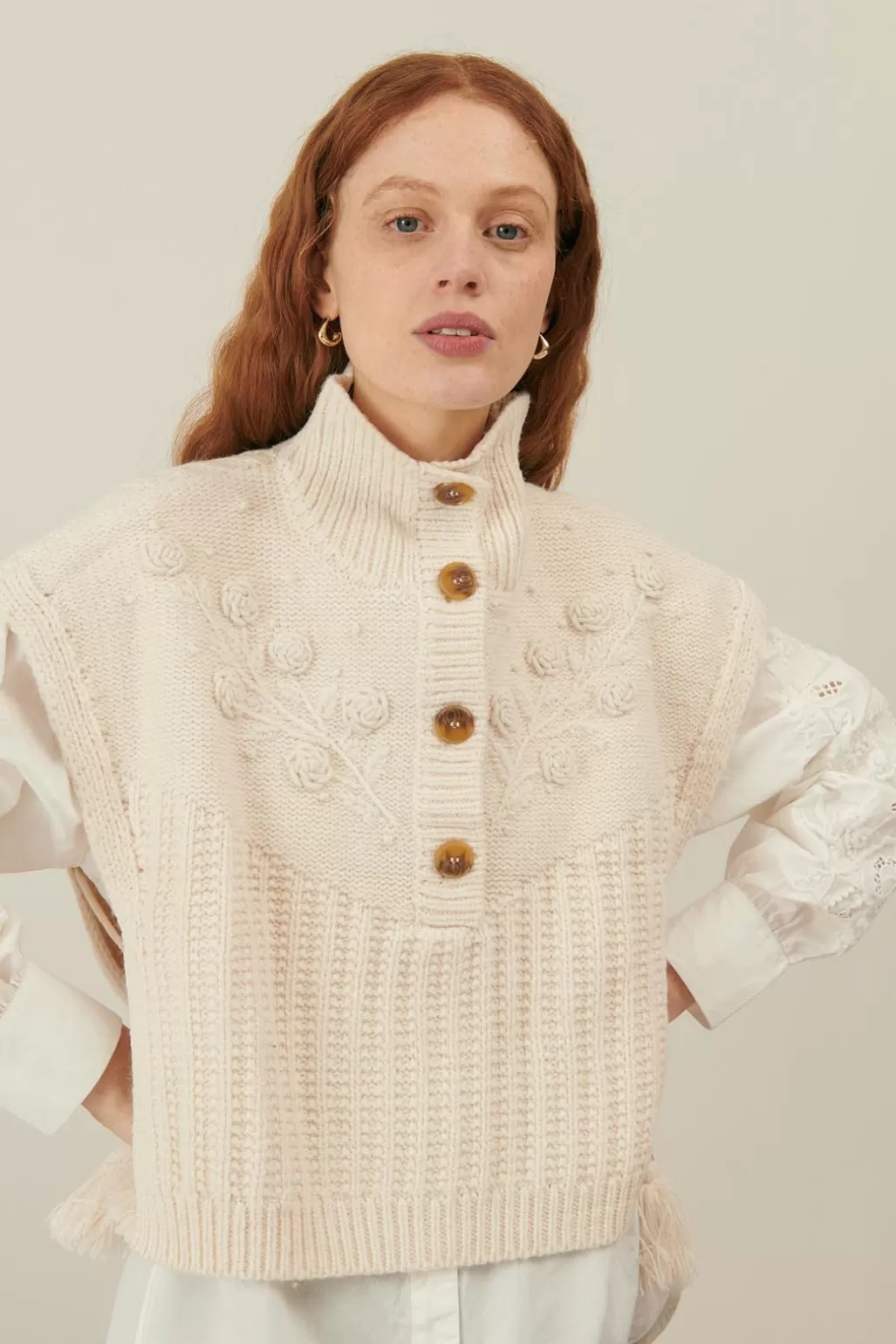 Louise Misha Poncho En Maille Song Cream Store